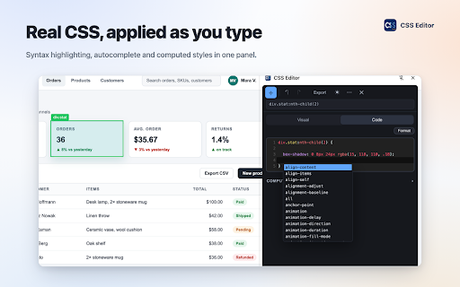 CSS Editor :: Edit any website's design in real time. Visual css editor with live preview: change colors, fonts, spacing, export clean styles.