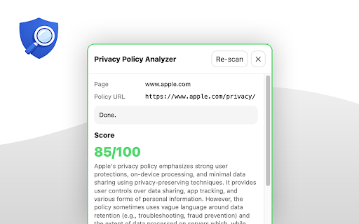 Privacy Policy Analyzer :: Privacy Policy Analyzer detects privacy pages and provides: a summary, a consumer risk score and actions you can take.