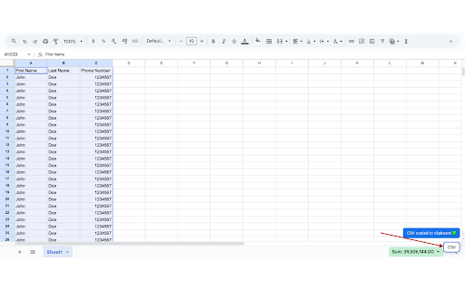 Sheetszar: Copy Selection as CSV :: Copy selected cells from Google Sheets as CSV, ready to paste anywhere. No downloads. No OAuth.