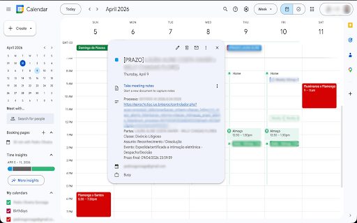 eProc + Calendar :: Adicione audiências e prazos de processos ao seu Google Calendar com 1 click