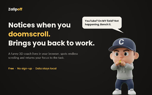 ZalipOff: Website Blocker & Focus Coach - Stop Doomscrolling :: A focus-first browser companion that blocks distracting URLs during focus sessions.