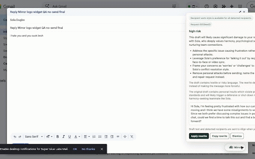 Align Reply Mirror :: Know how your message will land — before you hit send.