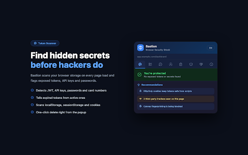 Bastion :: Bastion — Browser Security Shield: anti-fingerprint, anti-phishing, quantum-ready TLS, token scanner, tracker blocker