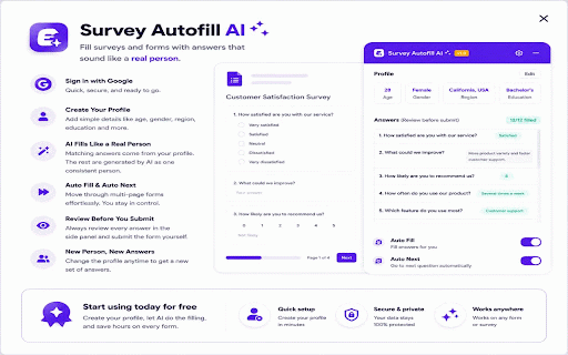 Survey Autofill AI :: Fill surveys, forms & quizzes with human-like AI. Invite friends for Pro + extra free fills.