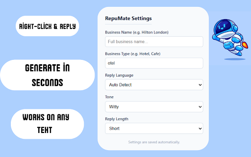 RepuMate - AI Reply Assistant :: Boost your business reputation. Reply to reviews instantly with AI.