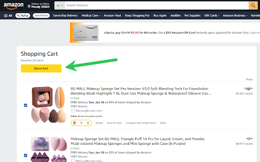Amazon Cart Sharing Helper :: Collect Amazon cart and generate share link, receive link and add items to cart in bulk.