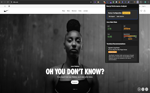 Next.js Performance Analyzer :: Analyze Next.js websites for performance metrics and marketing burden