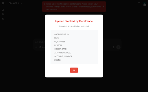 DataFence - Data Loss Prevention :: Protect sensitive data from unauthorized uploads. Monitor and block file transfers in real-time.