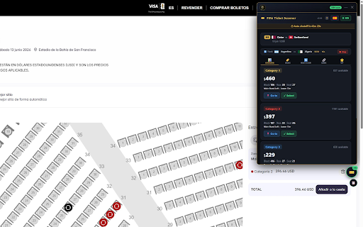FIFA Ticket Scanner Resale & Shop — Free Edition :: Free scanner for FIFA World Cup 2026 resale and shop tickets. Finds the cheapest seat in each category in one click.