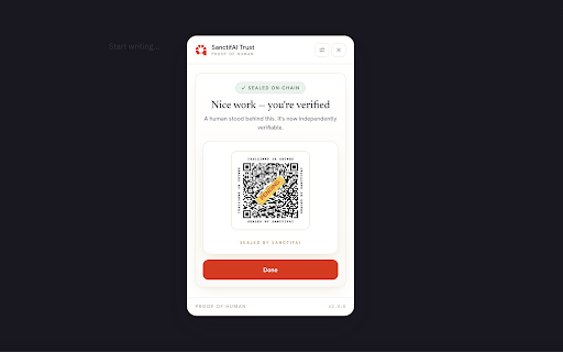 SanctifAI Trust Proof of Human (PoH) v2.0.4 :: Proof of Human verification for SanctifAI Trust platform