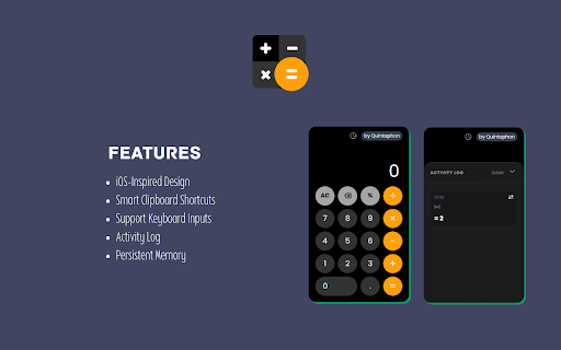 Calculator (iOS Inspired) :: A premium, iOS-inspired calculator featuring a sleek dark interface, persistent calculation memory, and an interactive activity log.