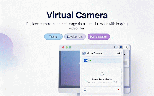 Virtual Camera - Video Replacement :: Intercepts the browser camera API and replaces real camera capture with a looping video file, for testing and development.