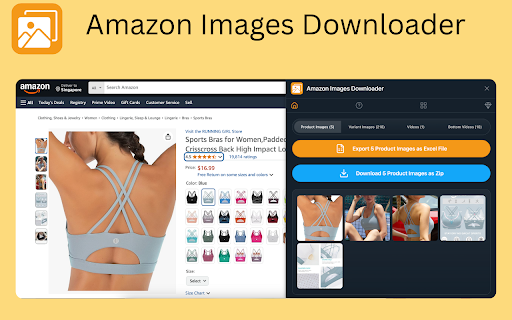 Amazon Images Downloader - Amazon Image & Video Downloader :: Save Amazon product photos, variant images, and videos. Export image and videos URLs to CSV for easy bulk downloads.