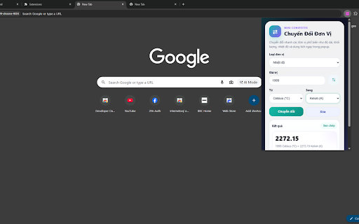 Chuyển Đổi Đơn Vị :: Convert common units directly inside the Chrome popup.