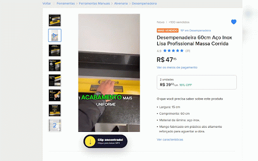 Mercado Livre Clips Downloader :: Detecta clips em anúncios do Mercado Livre e salva o vídeo em MP4 direto do navegador.