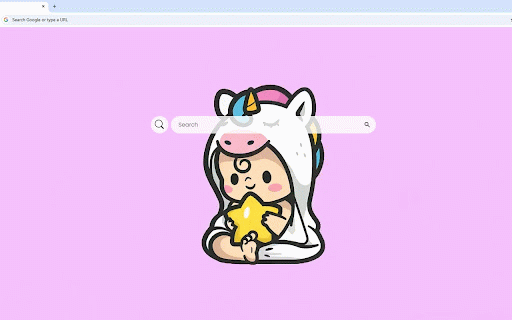 Cute Baby Unicorn Costume Live Wallpaper :: Adorable baby in unicorn costume surrounded by golden stars on dreamy pink background.