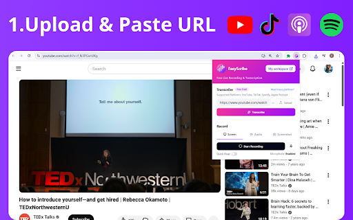 EasyScribe: AI Transcribe & Screen Record for YouTube, TikTok :: Free AI transcription for YouTube, podcasts, and any audio or video. Transcribe, translate, and summarize instantly.