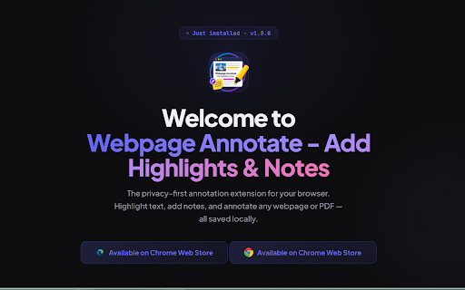 Webpage Annotate - Add Highlights & Notes :: Highlight text, add notes, and annotate any webpage and PDF. All saved locally.