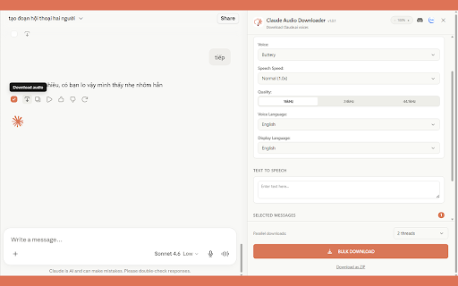 Claude Audio Downloader :: Download audio from Claude.ai with flexible voice selection and bulk download support.