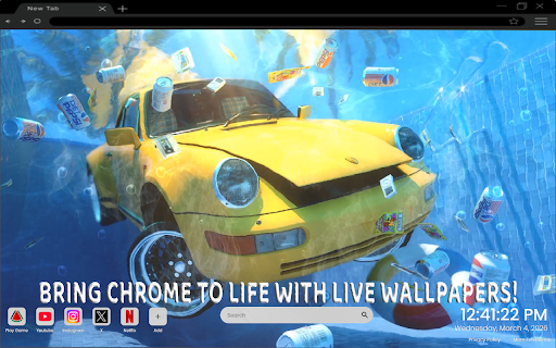 Swimming Pool Porsche 911 Live Wallpaper :: One of the most epic car live wallpapers for Chrome – featuring a Porsche 911 in a luxury poolside scene.