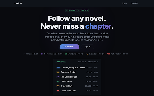 LumiList :: Track light novels across Royal Road, Scribble Hub, Novel Updates, Webnovel, and WuxiaWorld