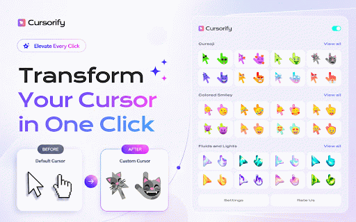 Cursorify – Change Mouse Cursor :: Upgrade your Chrome experience with a custom cursor. Use Cursorify to replace your default cursor with a custom one.