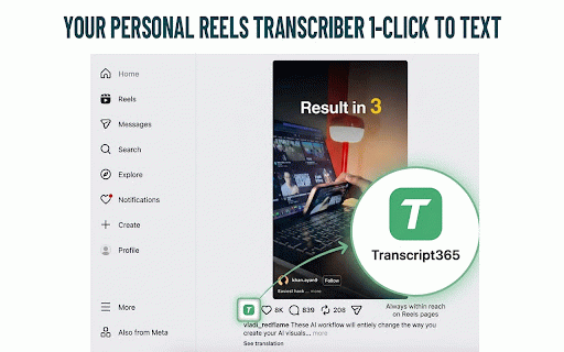 One-Click AI Video to Text & SRT Downloader :: Open supported social video pages in Transcript365 for transcript processing and subtitle export.
