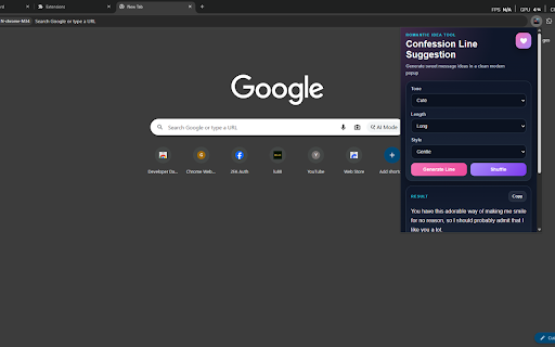 Confession Line Suggestion :: A simple extension that suggests romantic confession lines based on tone and style.