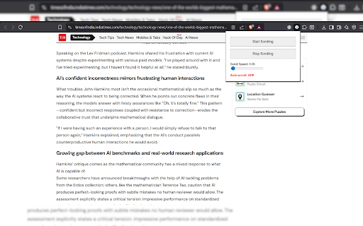 Auto Scroll Page :: Automatically scrolls the page with adjustable speed