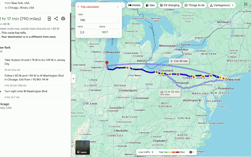 Trip Calculator for Google Maps :: Shows a trip calculator on Google Maps directions: TRIP x RPM = RATE. Built for truckers and dispatchers.