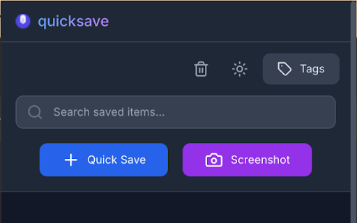 QuickSave :: Save and organize web content with quick text capture, screenshots, tags, and smart search