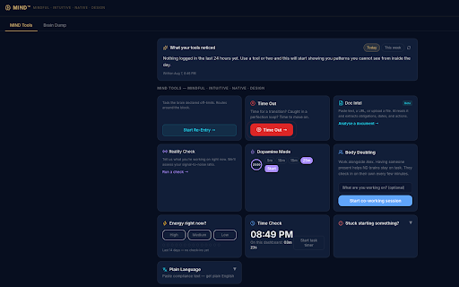 MIND :: Cognitive productivity tools for neurodivergent minds, built right into your browser.