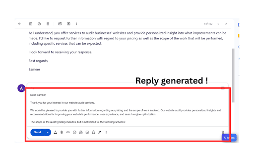 AI Gmail Assist :: Generate professtional AI replies