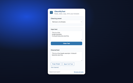 CleanMyText :: Clean and format text quickly from your browser.