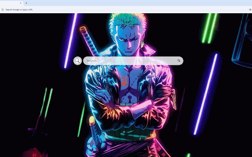 Roronoa Zoro Neon Glow Live Wallpaper :: Roronoa Zoro illuminated in vibrant neon colors with three swords in cyberpunk style.