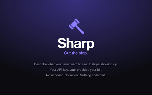 Sharp :: Filter your timeline with your own AI provider, word rules and per-author rules.