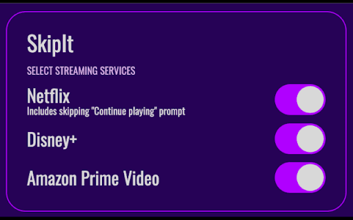 SkipIt :: Automatically skips the intros of content on popular streaming services