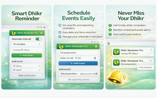 Dhikr & Reminders Pro :: Smart recurring dhikr reminders and one-time event alerts in your browser language.