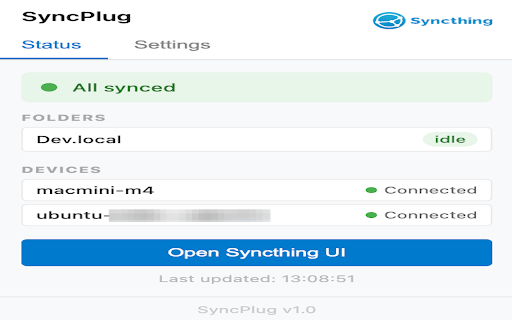 SyncPlug :: Monitor and control your Syncthing instance