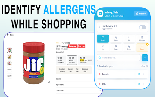 AllergoSafe – Allergy & Ingredient Highlighter :: Instantly highlight allergens and risky ingredients on any shopping or food webpage