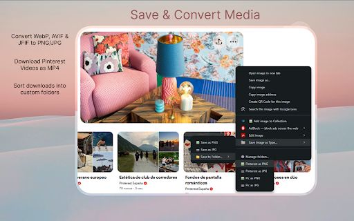 Save Image as Type: WebP to PNG, JPG & Video :: Save WebP, JFIF as PNG, JPG. Route downloads to custom folders. Video downloader for MP4 & capture clean video frames. 1-click.