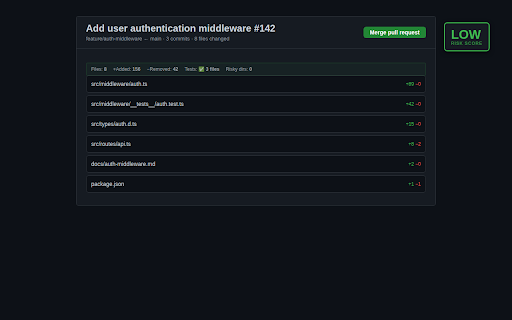 GH Sentinel â PR Risk Analyzer :: Shows merge-readiness risk score on GitHub PR pages. No API calls, no tracking. Open source.