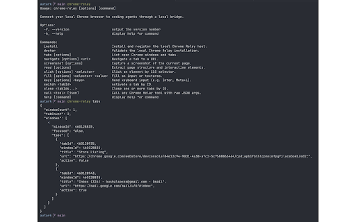 Chrome Relay :: Connect your local browser to coding agents through a local bridge.