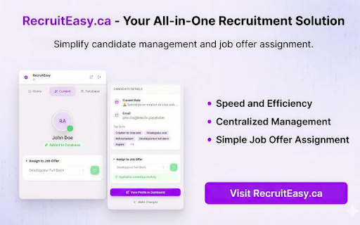 RecruitEasy - Chrome Extension :: RecruitEase - Professional LinkedIn profile extractor and talent management assistant.