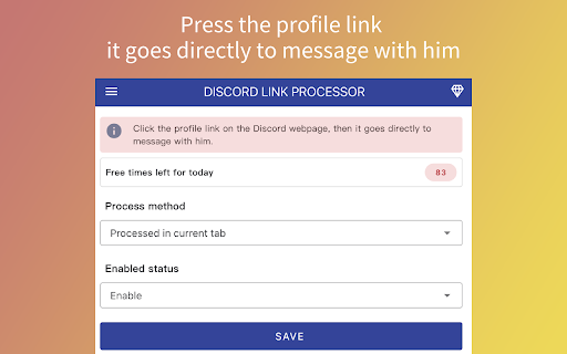 DISCORD LINK PROCESSOR :: Click the profile link, then goes directly to message with him.