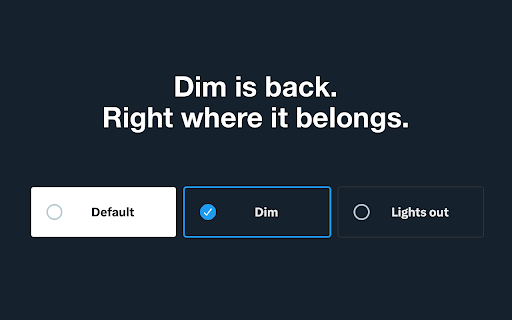 X Dim Mode :: Restores the Dim (dark blue) background option to X/Twitter display settings.