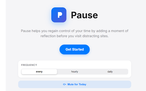 Pause | Purposeful Browsing :: Browse with intention. Set clear goals before visiting distracting sites and stay focused with mindful timers.