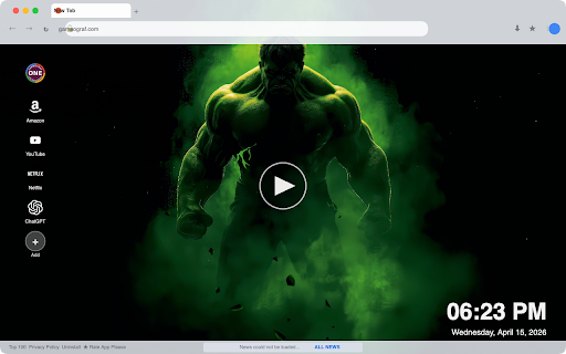 Hulk The Next Chapter Live Wallpaper :: Transform your new tab with vibrant HD live wallpapers of Hulk, bringing action and excitement to your browsing experience.