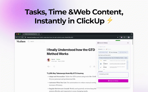 Save to ClickUp :: Save content directly to ClickUp tasks