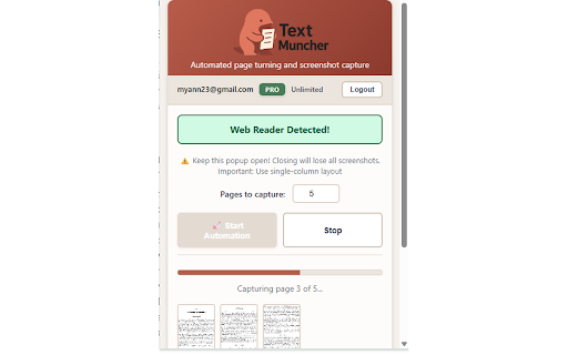 Kindle Text Extractor & OCR - TextMuncher :: Extract Kindle books through Kindle Cloud Reader. Automated page-turning and screenshot capture with OCR. Copy to ChatGPT or LLMs.